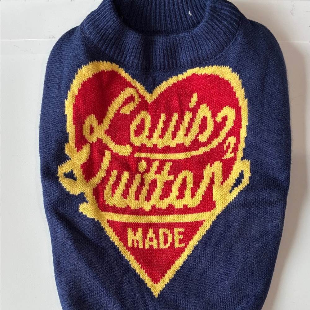 Navy Sweater with Yellow Script